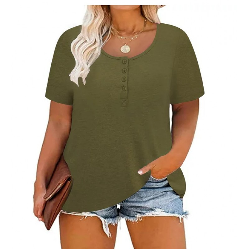 Women Fashion Casual Floral Print Round Neck Short Sleeve T-Shirt