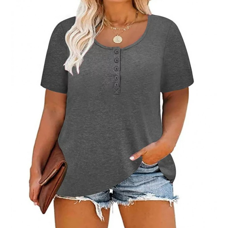 Women Fashion Casual Floral Print Round Neck Short Sleeve T-Shirt