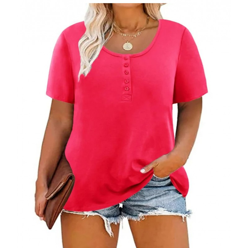 Women Fashion Casual Floral Print Round Neck Short Sleeve T-Shirt