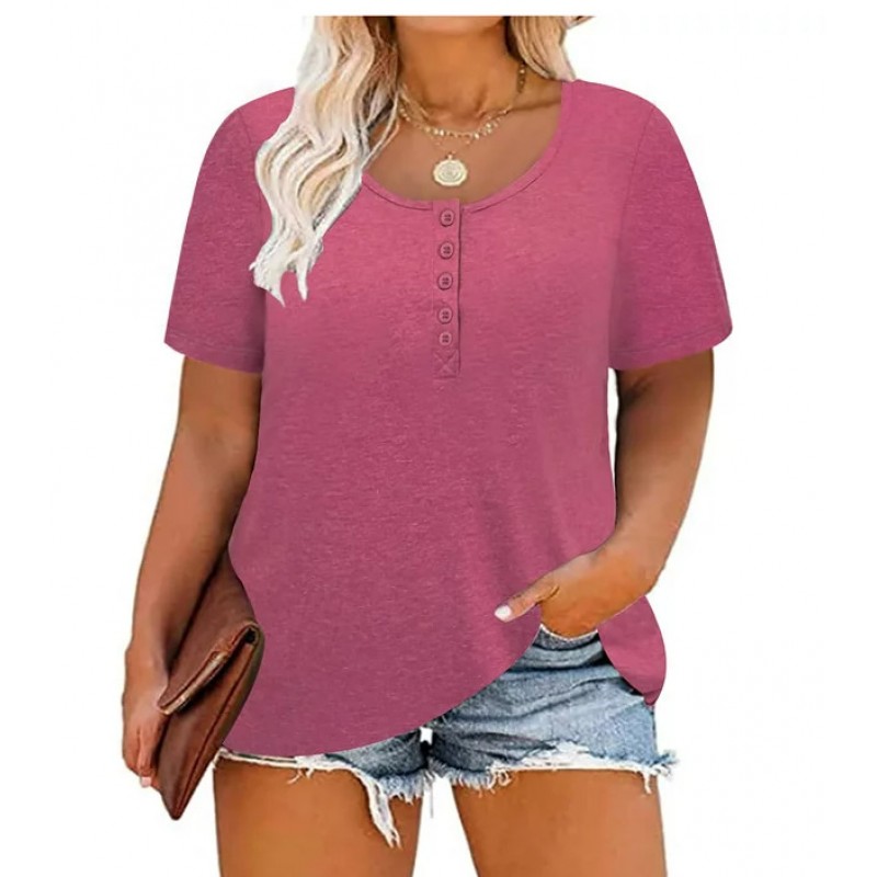 Women Fashion Casual Floral Print Round Neck Short Sleeve T-Shirt