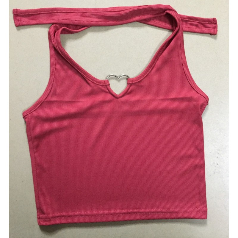 Women Fashion Solid Color Neck Cropped Top
