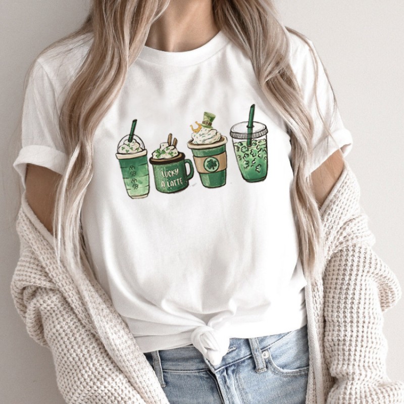 Summer Women Fashion Cartoon Rabbit Print Round Neck Short Sleeve T-Shirt